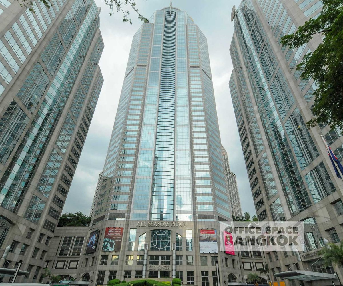 CRC Tower All Seasons Place located on Wireless Road and Soi Ruamrudee Road.